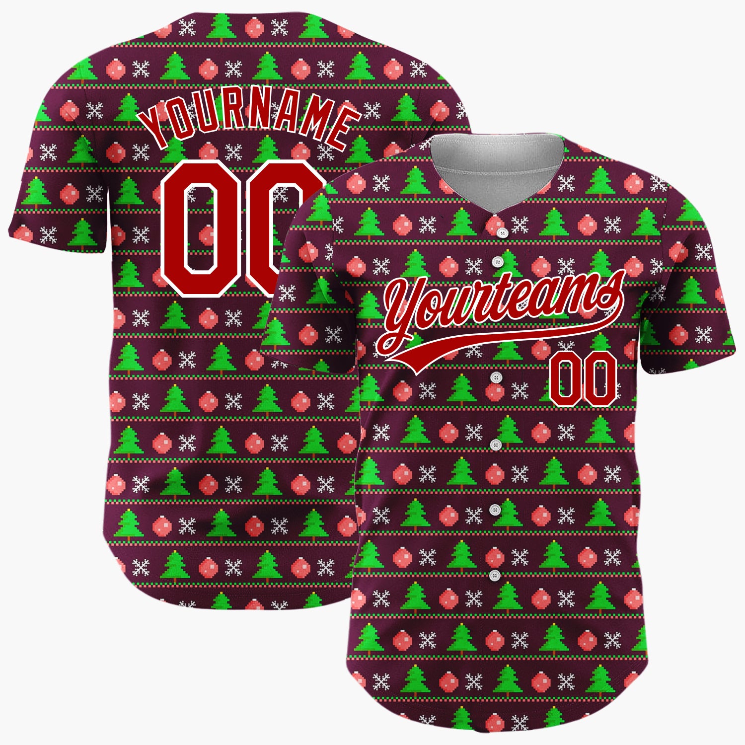 Custom White Merry Christmas Reindeer And Snowflakes Nordic Knit Pattern Christmas Baseball Jersey