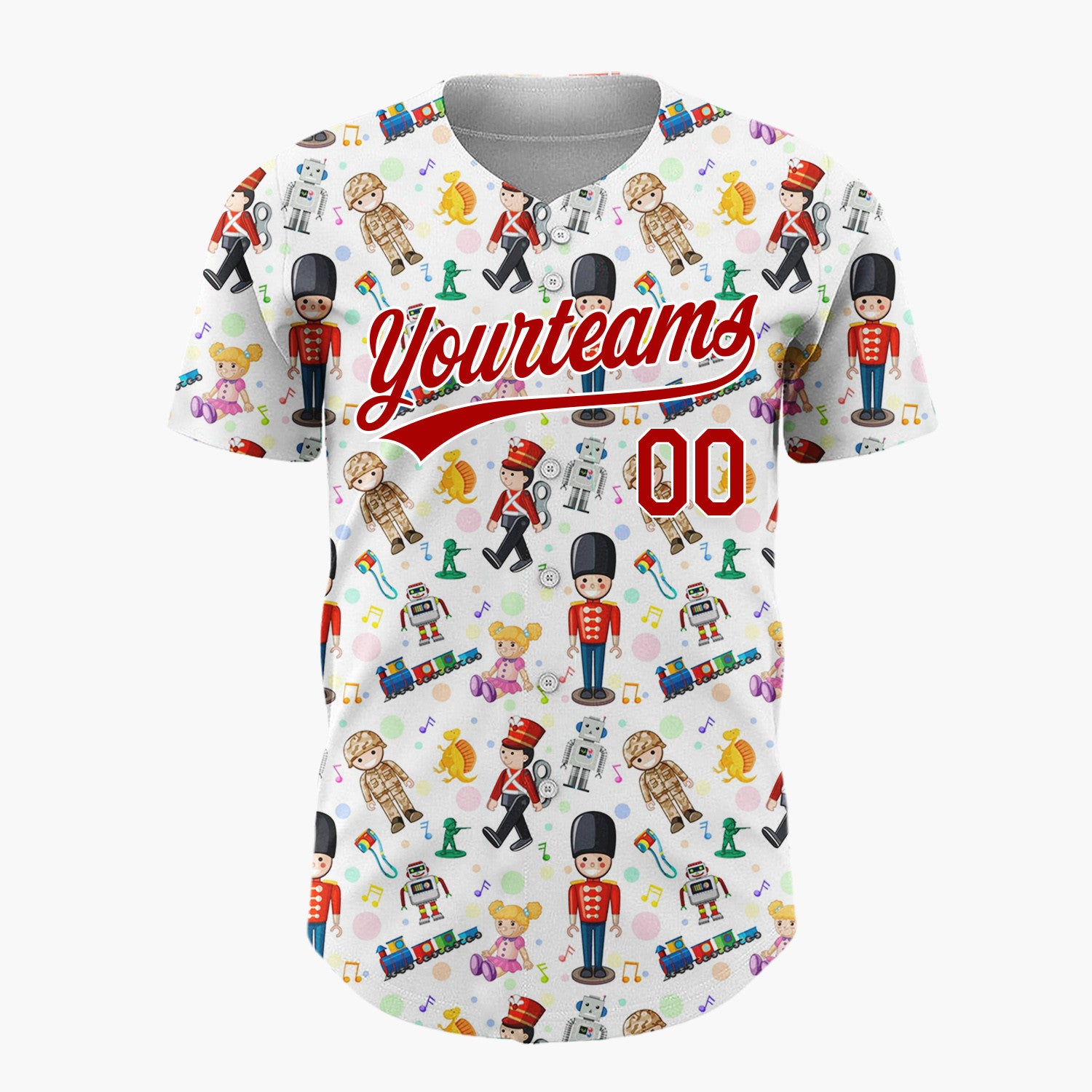 Custom White Classic Toy Nutcrackers And Robots Christmas Baseball Jersey