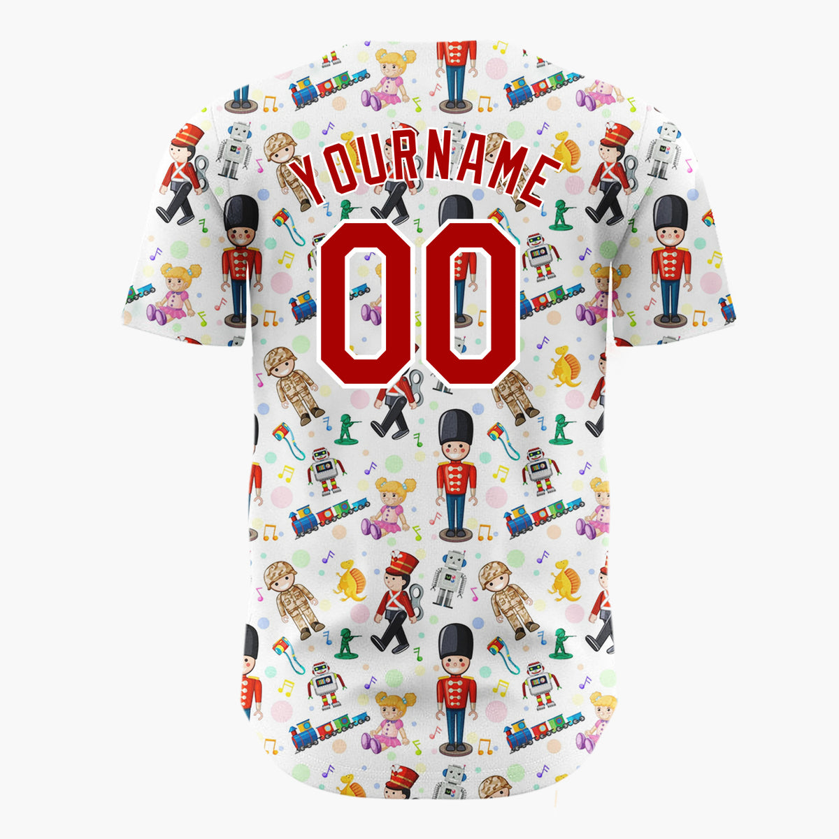 Custom White Classic Toy Nutcrackers And Robots Christmas Baseball Jersey