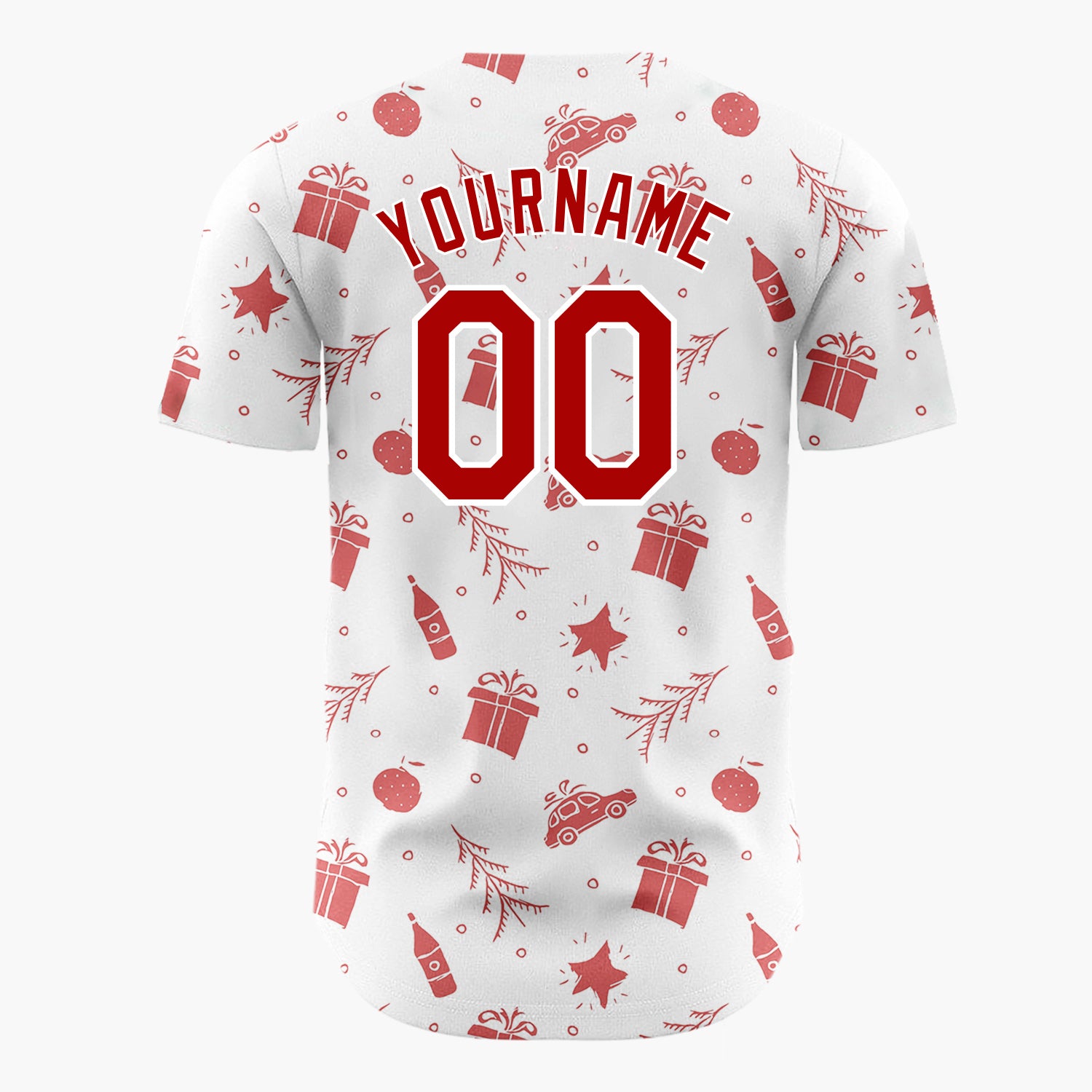 Custom White Car Gift And Star Doodle Christmas Baseball Jersey