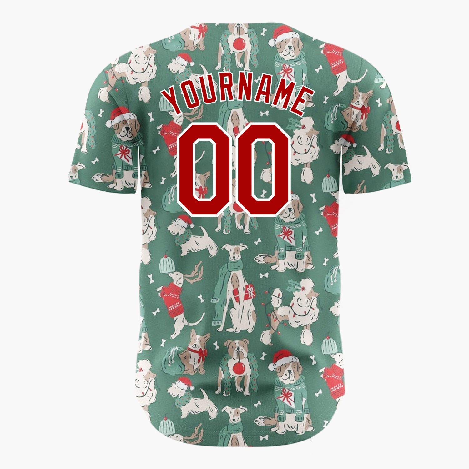 Custom White Dogs Cozy Christmas Fun Cartoon Pattern Christmas Baseball Jersey