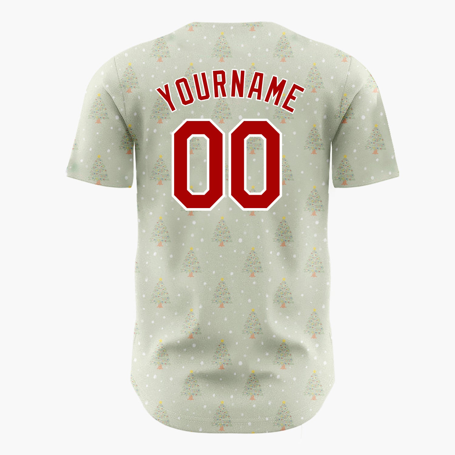 Custom Sage Decorated Christmas Tree Simple Pattern Christmas Baseball Jersey