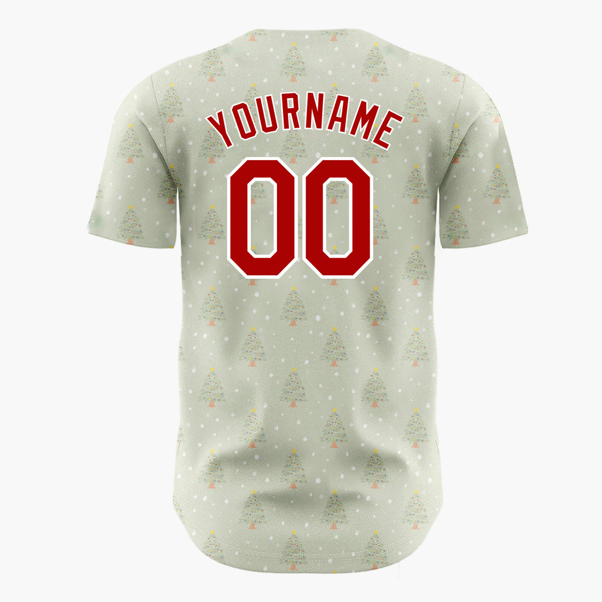 Custom Sage Decorated Christmas Tree Simple Pattern Christmas Baseball Jersey