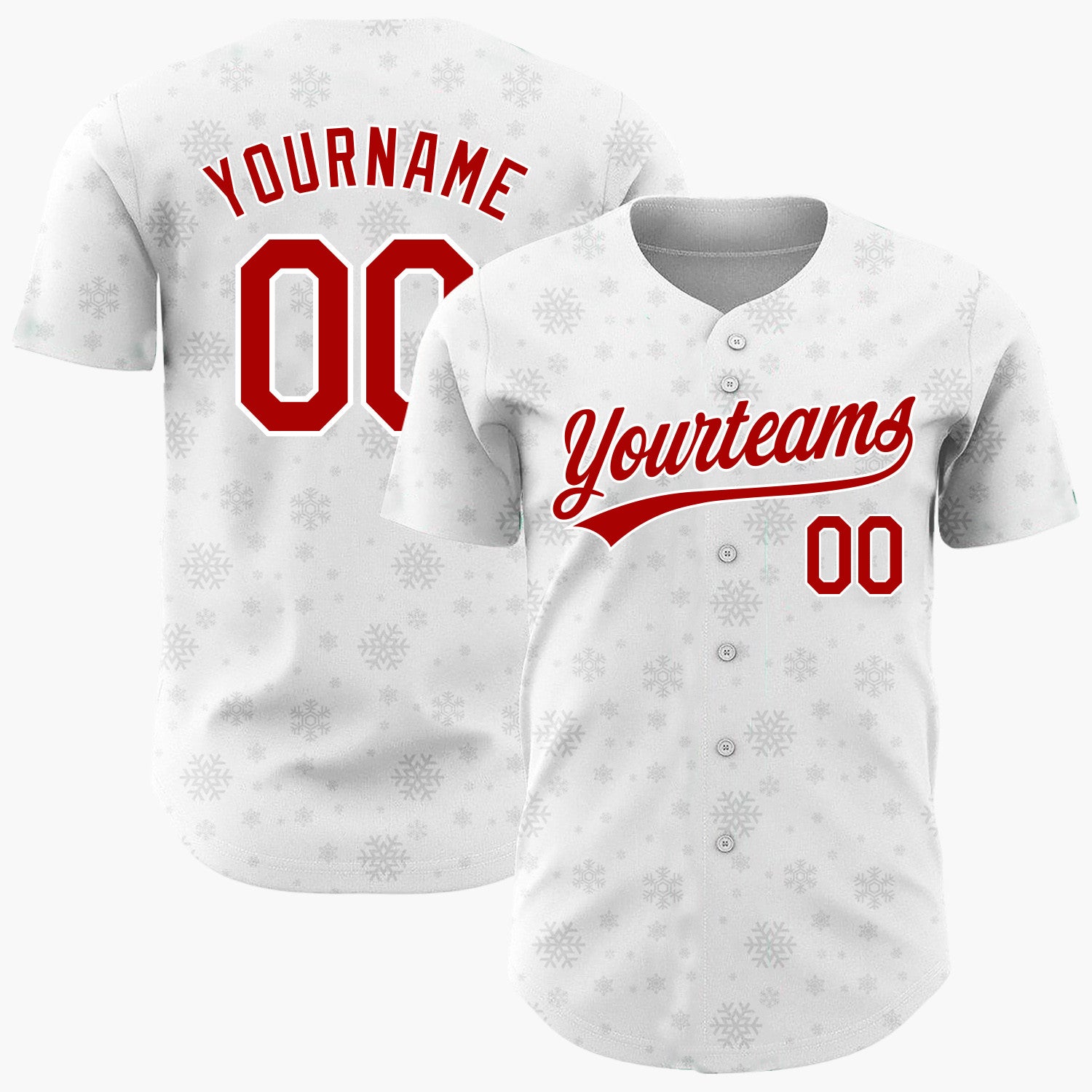 Custom White Gray Snowflakes Simple Minimalist Christmas Baseball Jersey