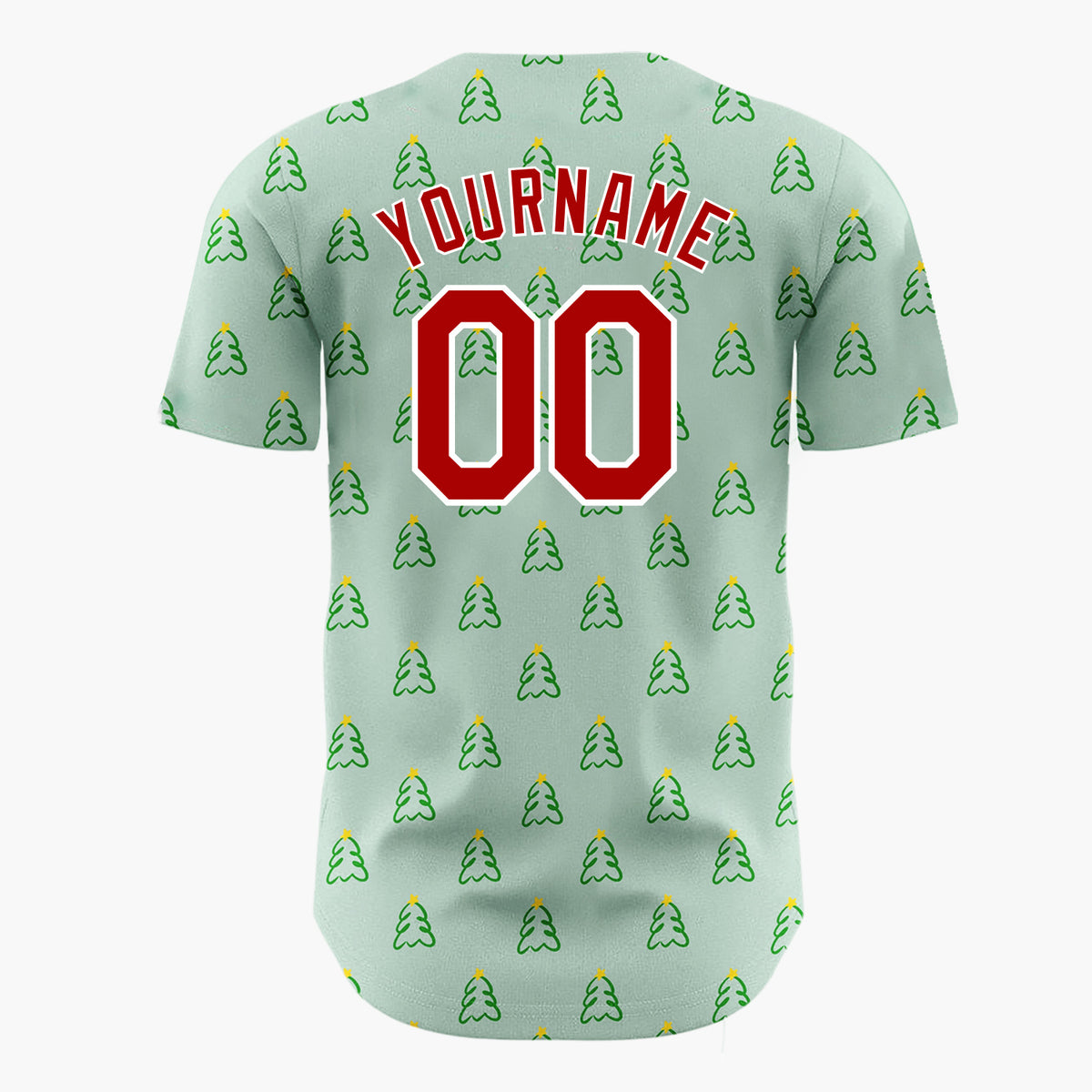 Custom Sage Simple Christmas Tree Doodles Pattern Christmas Baseball Jersey