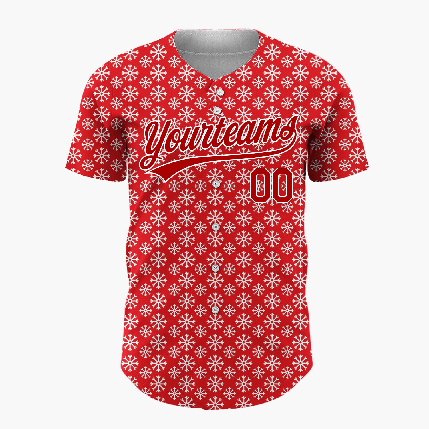 Custom Red White Snowflakes Minimal Christmas Baseball Jersey