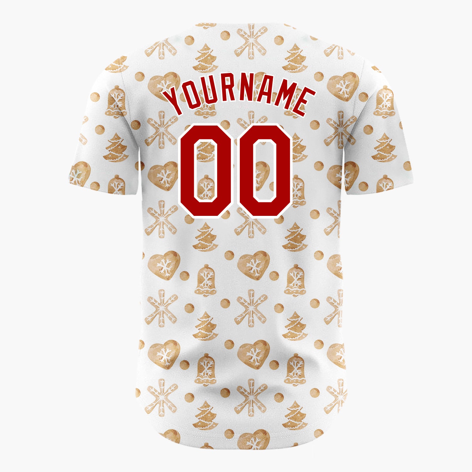 Custom White Gingerbread Cookie Watercolor Pattern Christmas Baseball Jersey