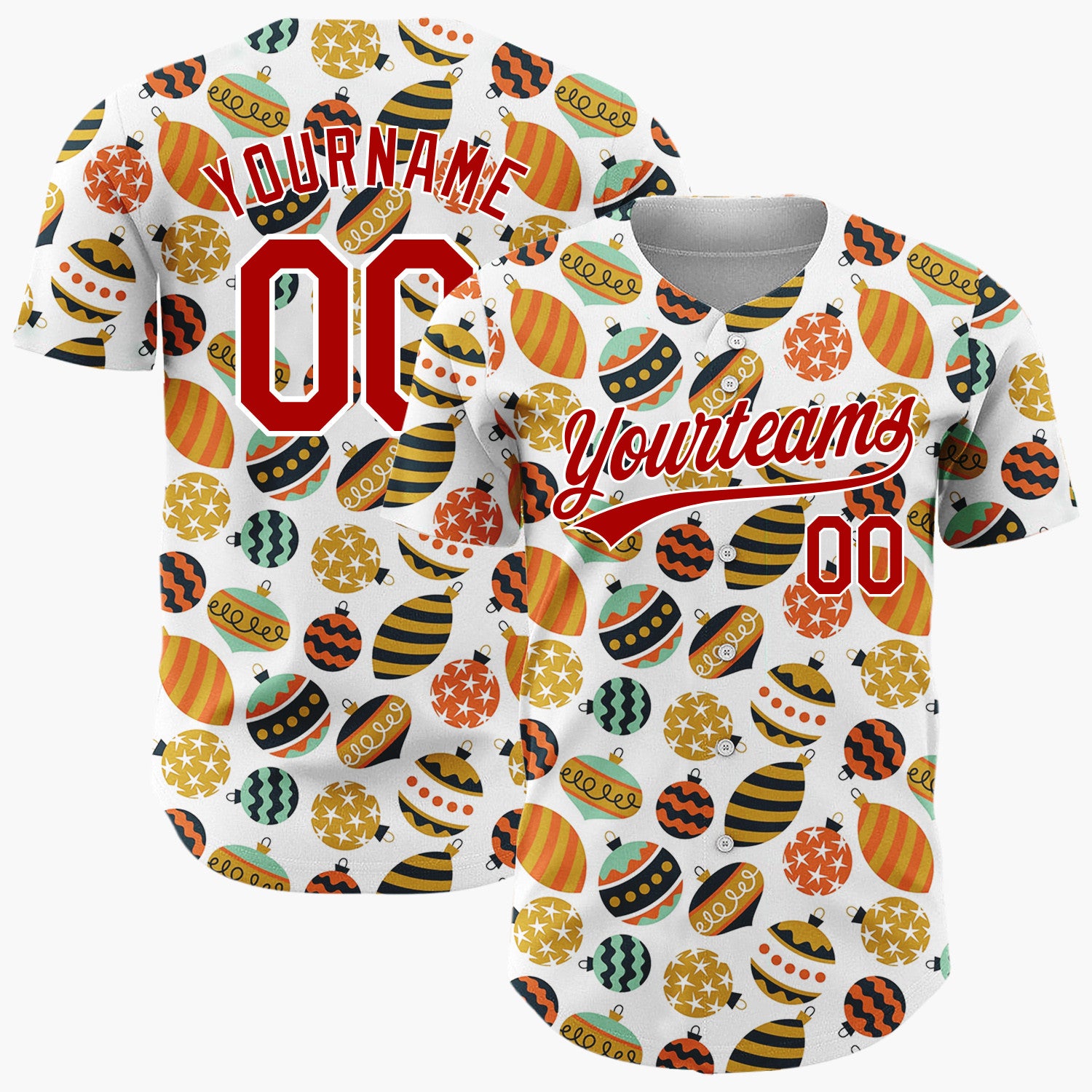 Custom White Black Ornaments Stars And Stripes Vintage Christmas Baseball Jersey