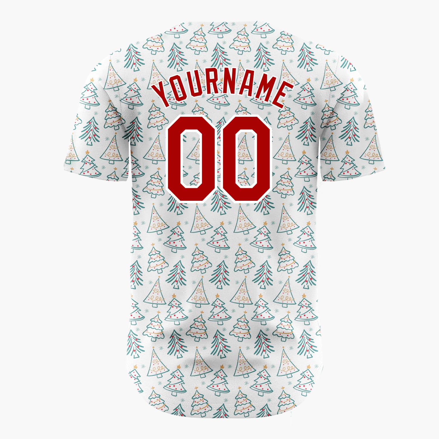 Custom White Teal Christmas Trees Minimalist Doodle Pattern Christmas Baseball Jersey