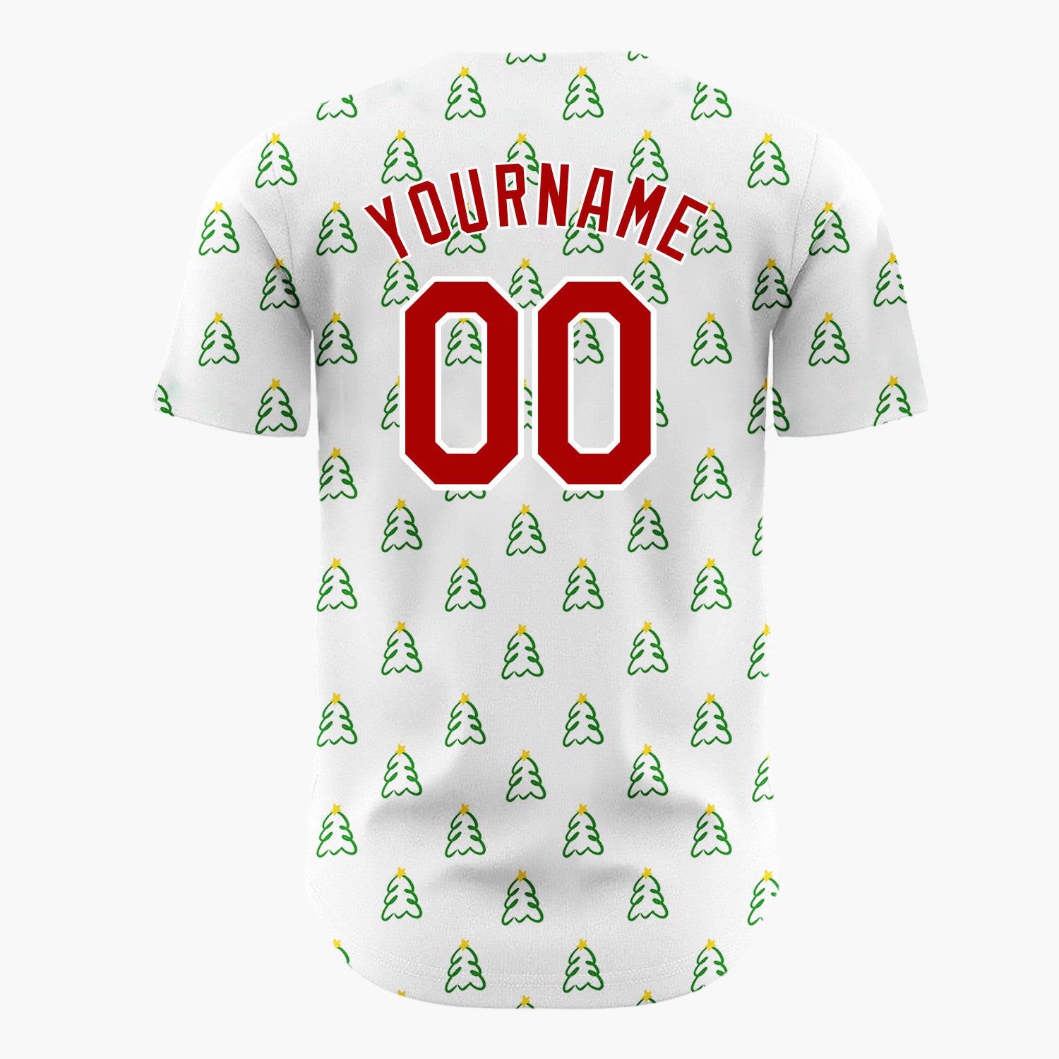 Custom White Simple Christmas Tree Doodles Pattern Christmas Baseball Jersey