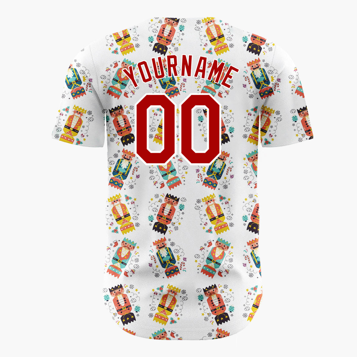Custom White Red Nutcracker Cracker Christmas Baseball Jersey