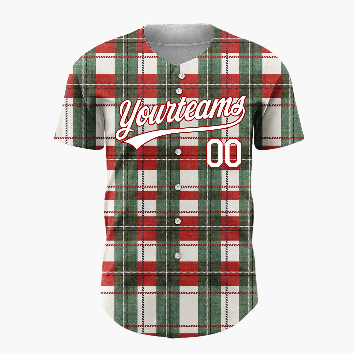 Custom Beige Tartan Plaid Festive Plaid Pattern Christmas Baseball Jersey