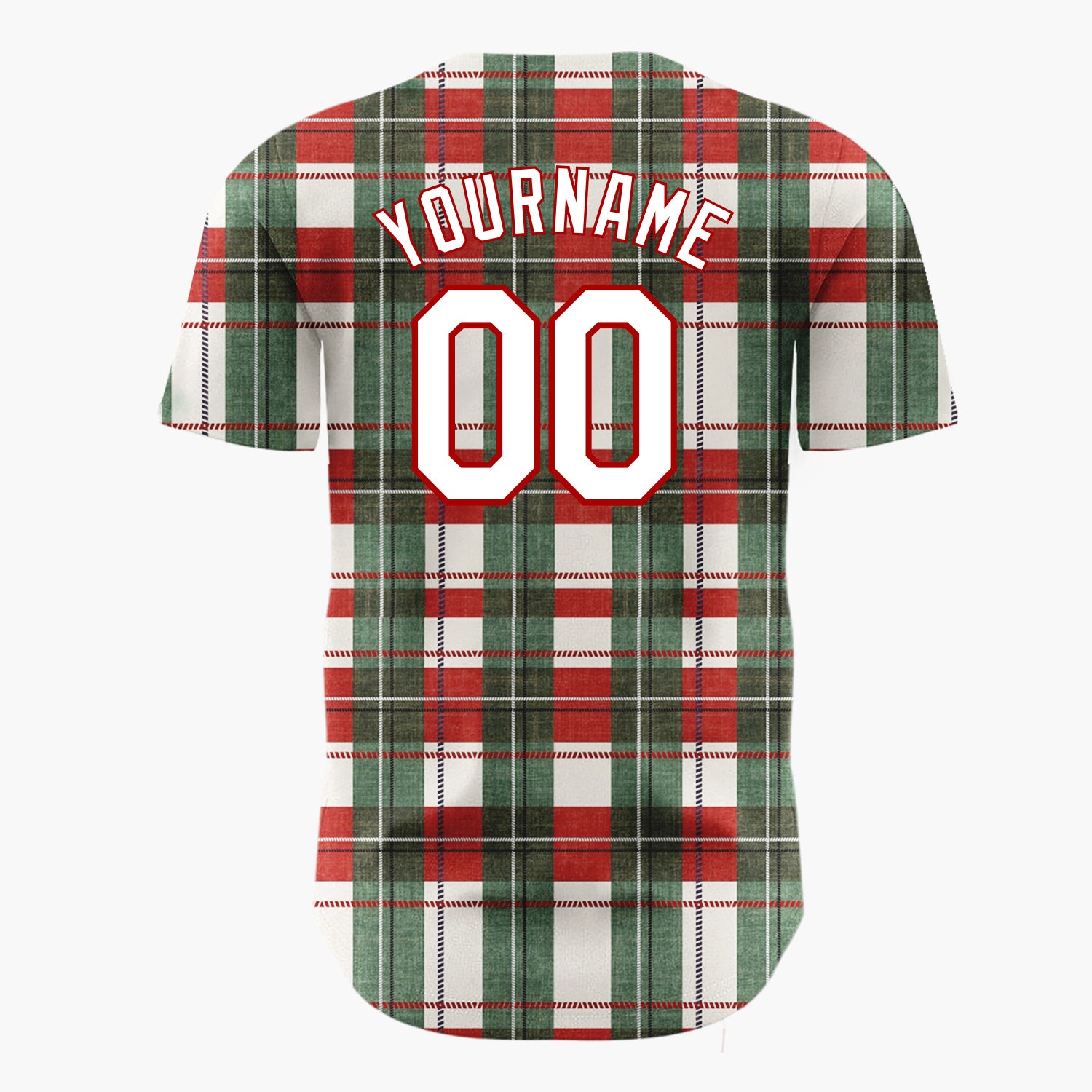 Custom Beige Tartan Plaid Festive Plaid Pattern Christmas Baseball Jersey