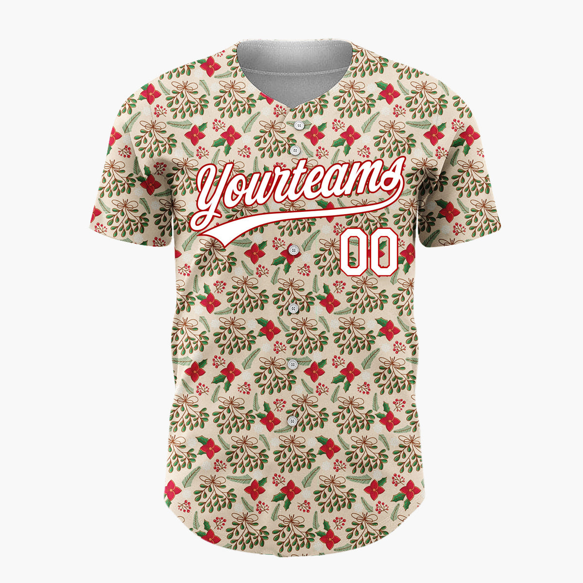 Custom Beige Gingerbread Man Festive Doodles Cartoon Pattern Christmas Baseball Jersey