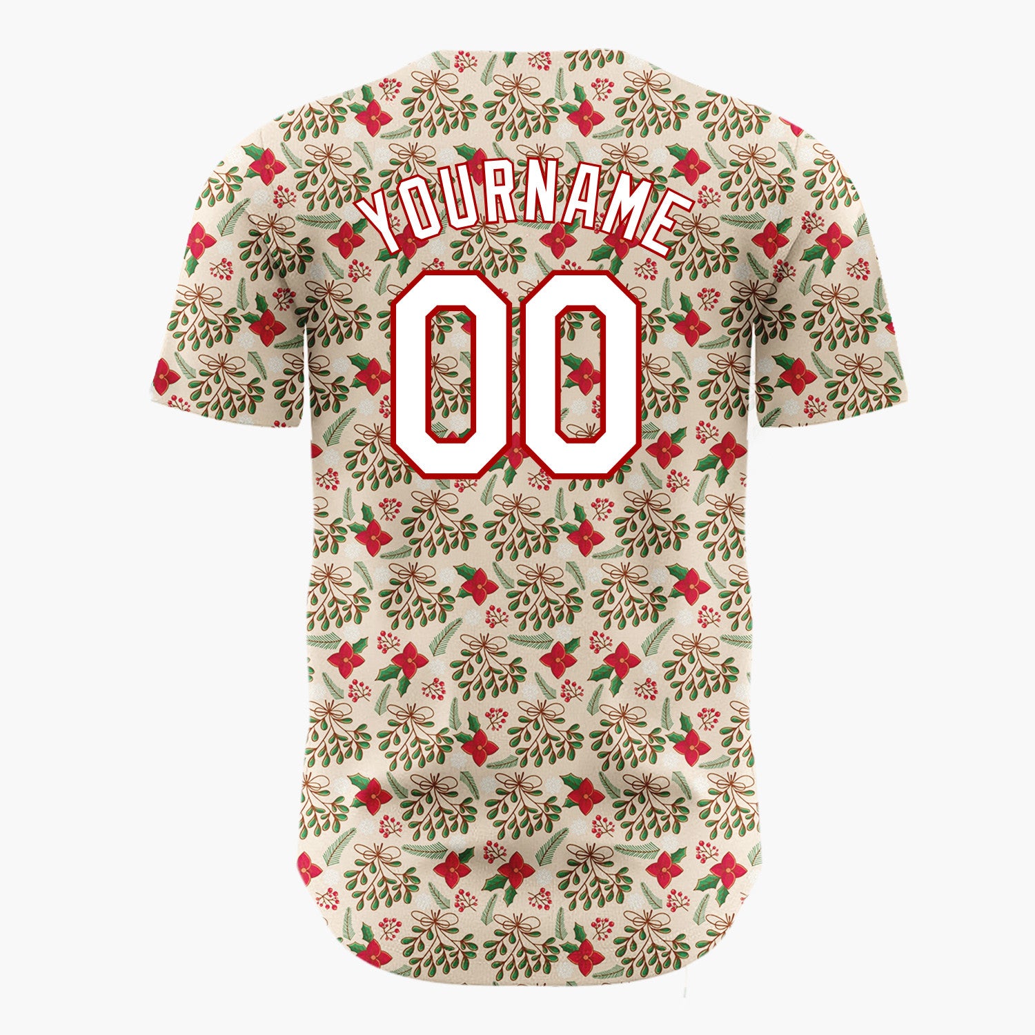 Custom Beige Gingerbread Man Festive Doodles Cartoon Pattern Christmas Baseball Jersey