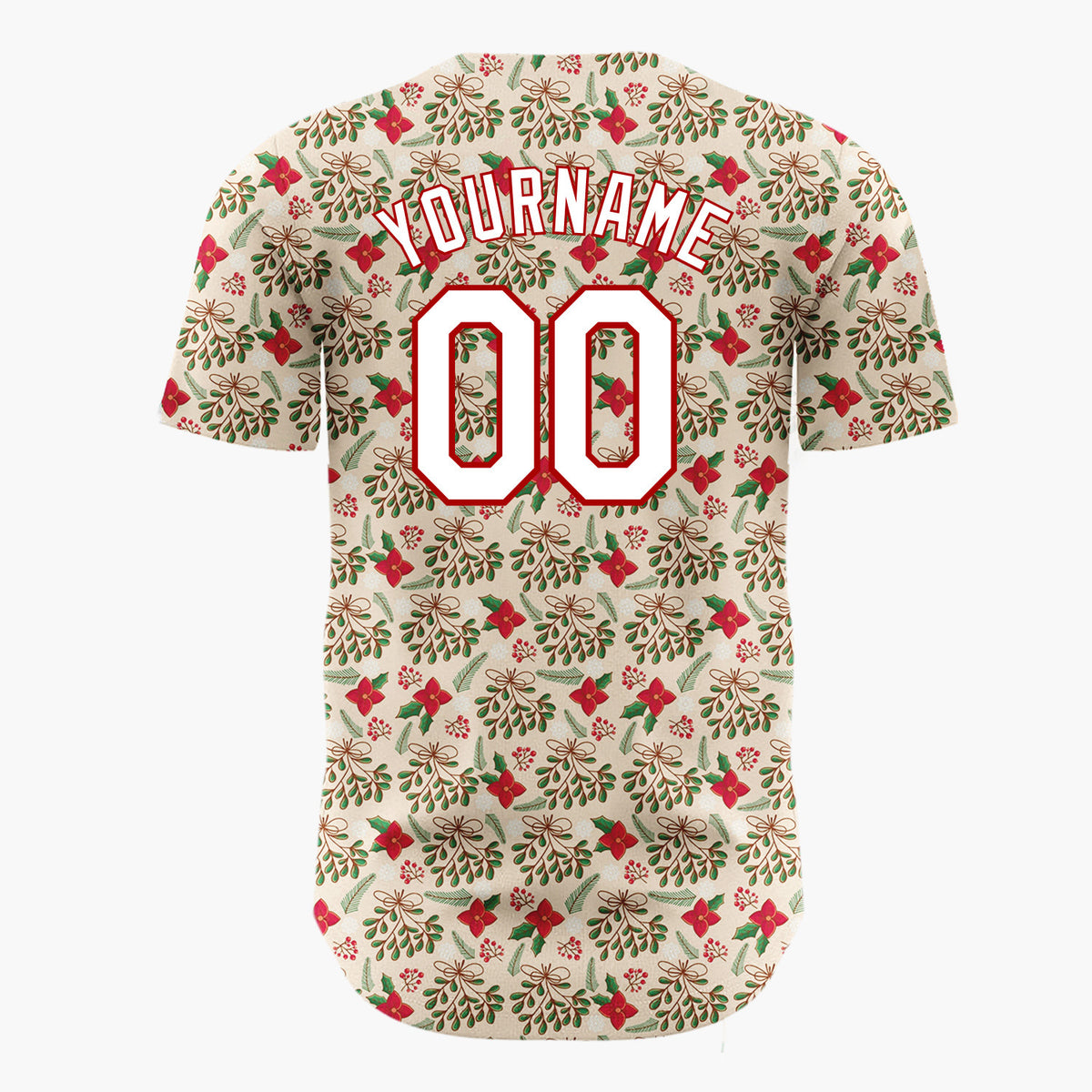 Custom Beige Gingerbread Man Festive Doodles Cartoon Pattern Christmas Baseball Jersey