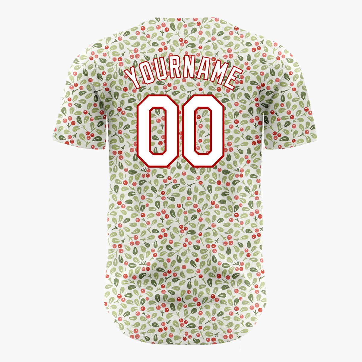 Custom Beige Holly Berries Tiny Cartoon Pattern Christmas Baseball Jersey