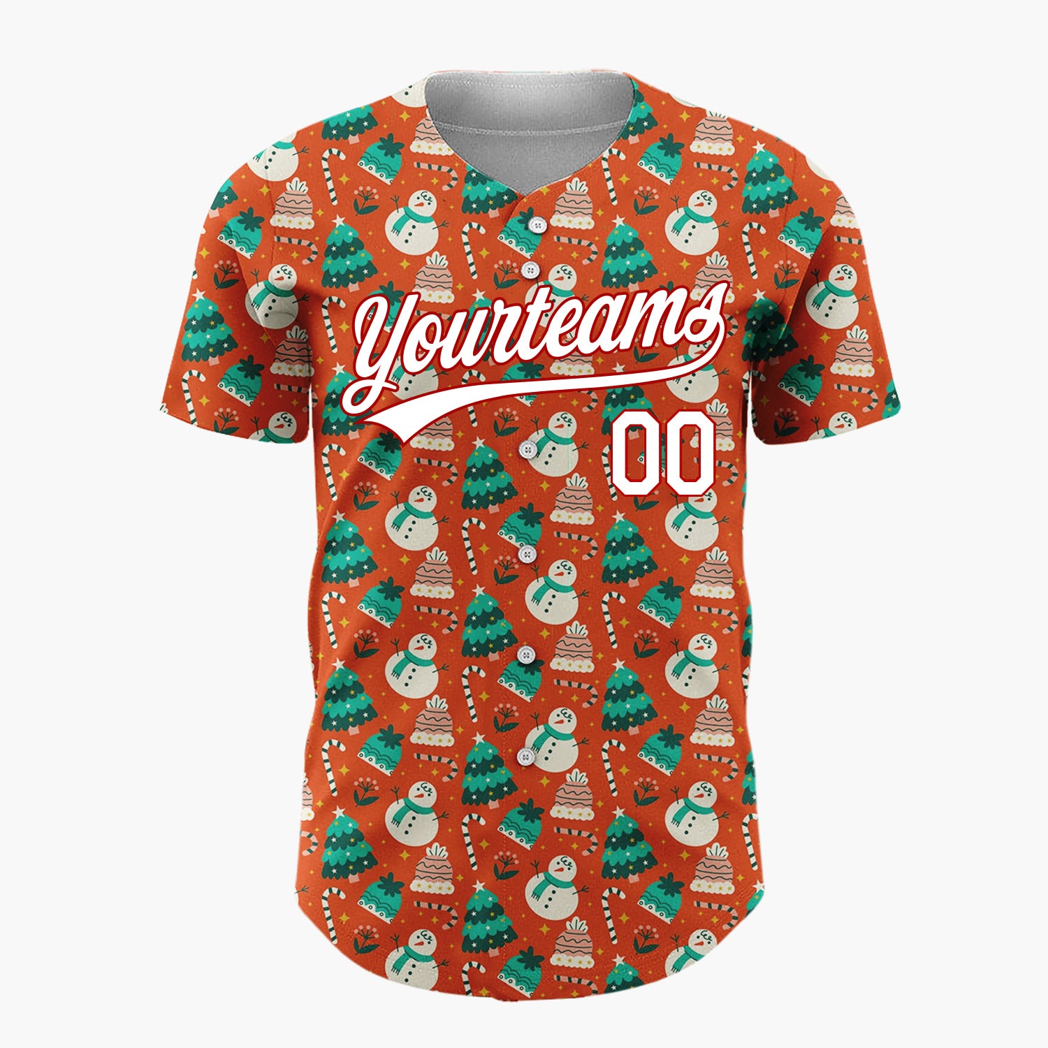 Custom Beige Christmas Gift Boxes Doodles Cartoon Pattern Christmas Baseball Jersey