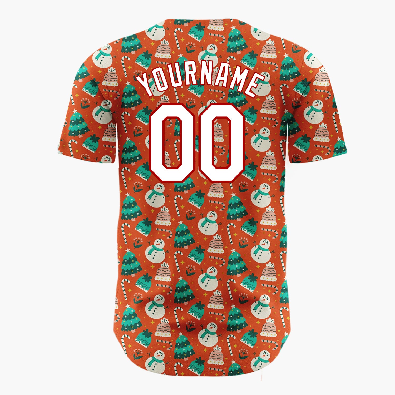 Custom Beige Christmas Gift Boxes Doodles Cartoon Pattern Christmas Baseball Jersey
