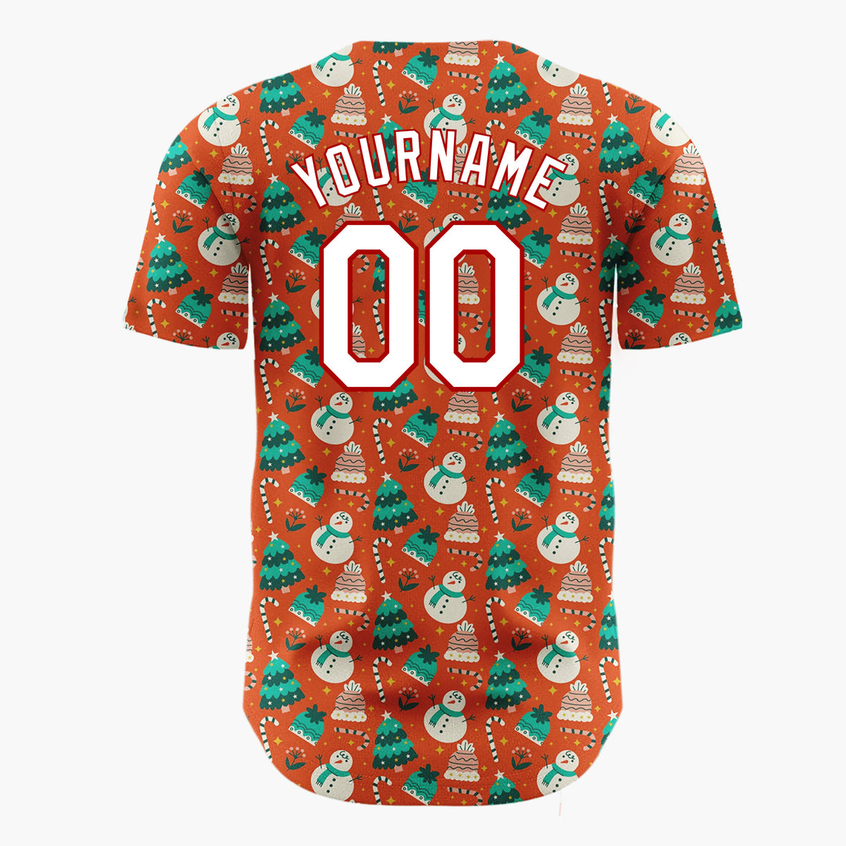 Custom Beige Christmas Gift Boxes Doodles Cartoon Pattern Christmas Baseball Jersey