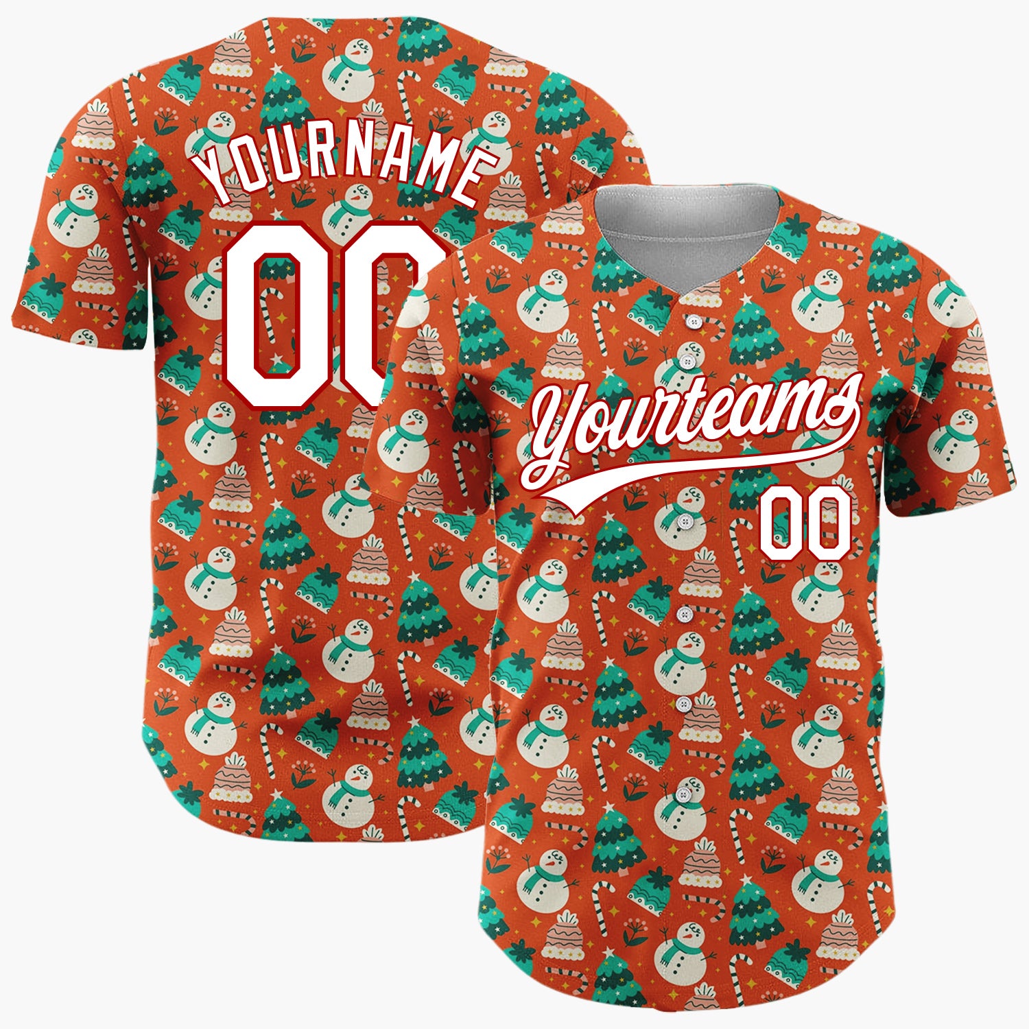 Custom Beige Christmas Gift Boxes Doodles Cartoon Pattern Christmas Baseball Jersey