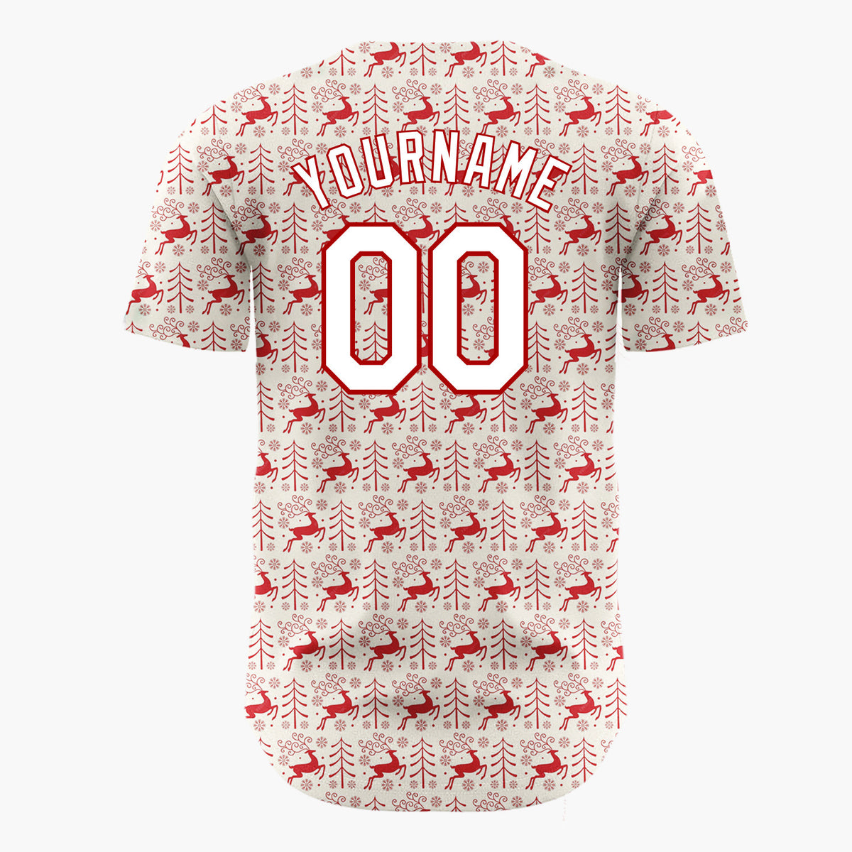 Custom Beige Reindeer Doodles Minimalist Cartoon Pattern Christmas Baseball Jersey