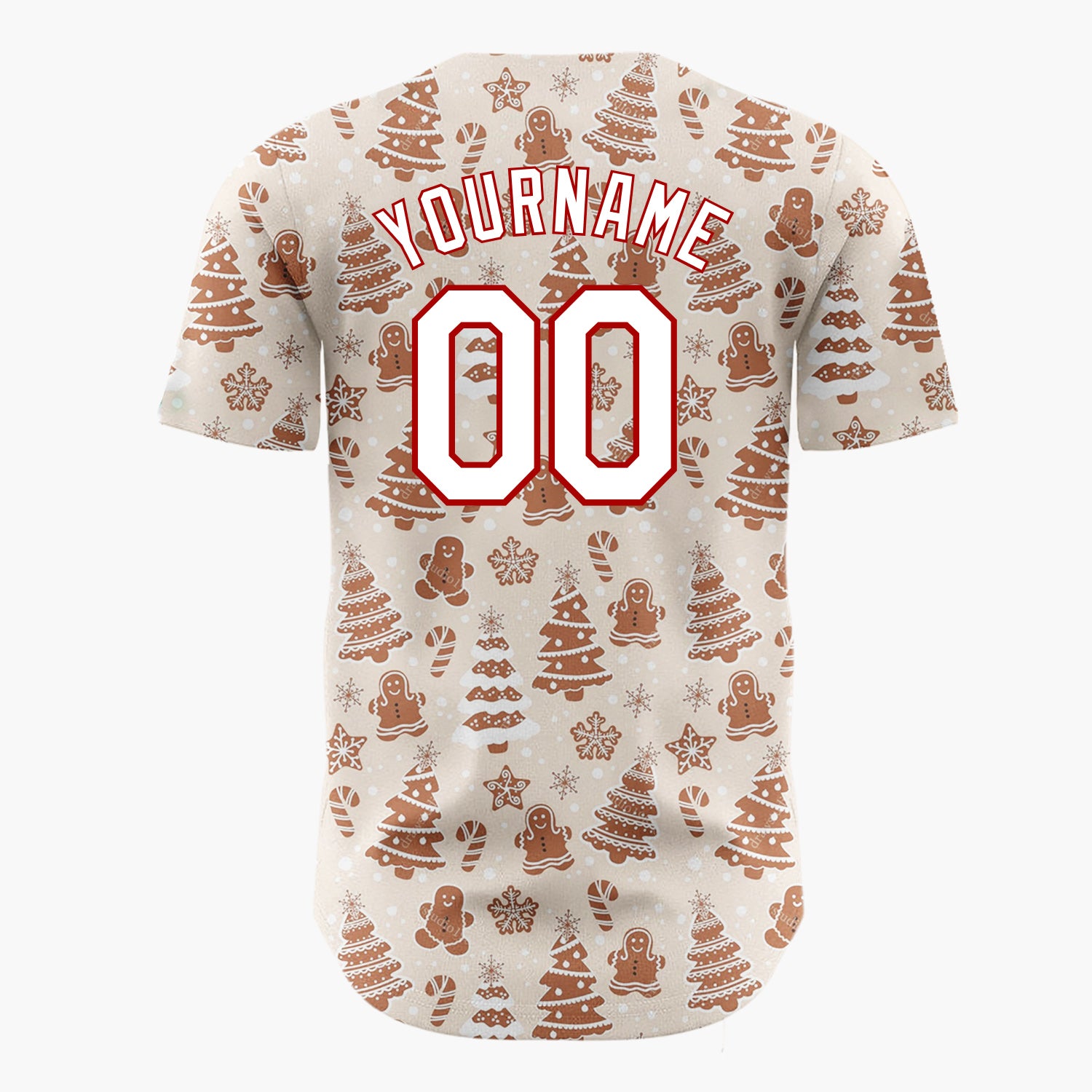 Custom Beige Christmas Trees Doodles Minimalist Pattern Christmas Baseball Jersey