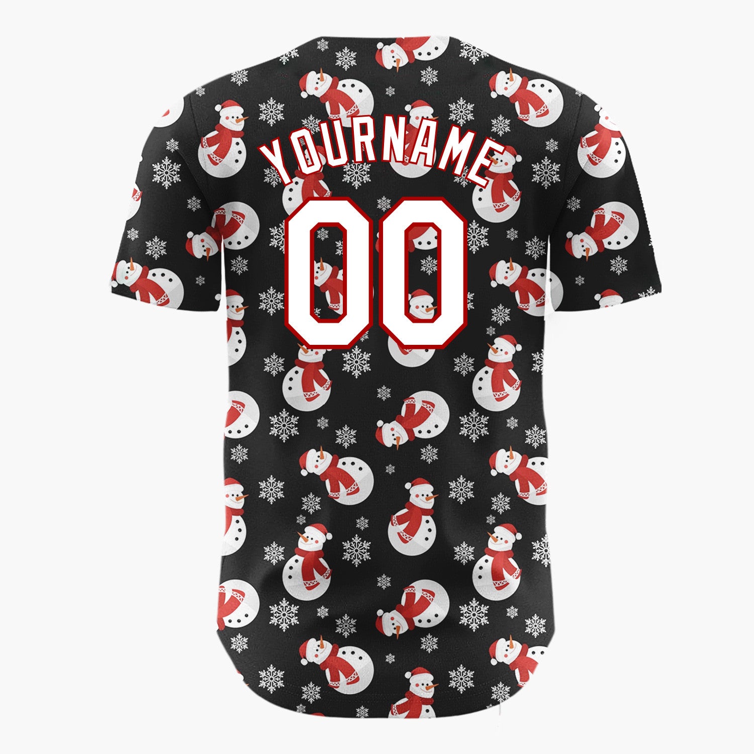 Custom Black Cozy Snowman Christmas Doodles Cartoon Pattern Christmas Baseball Jersey