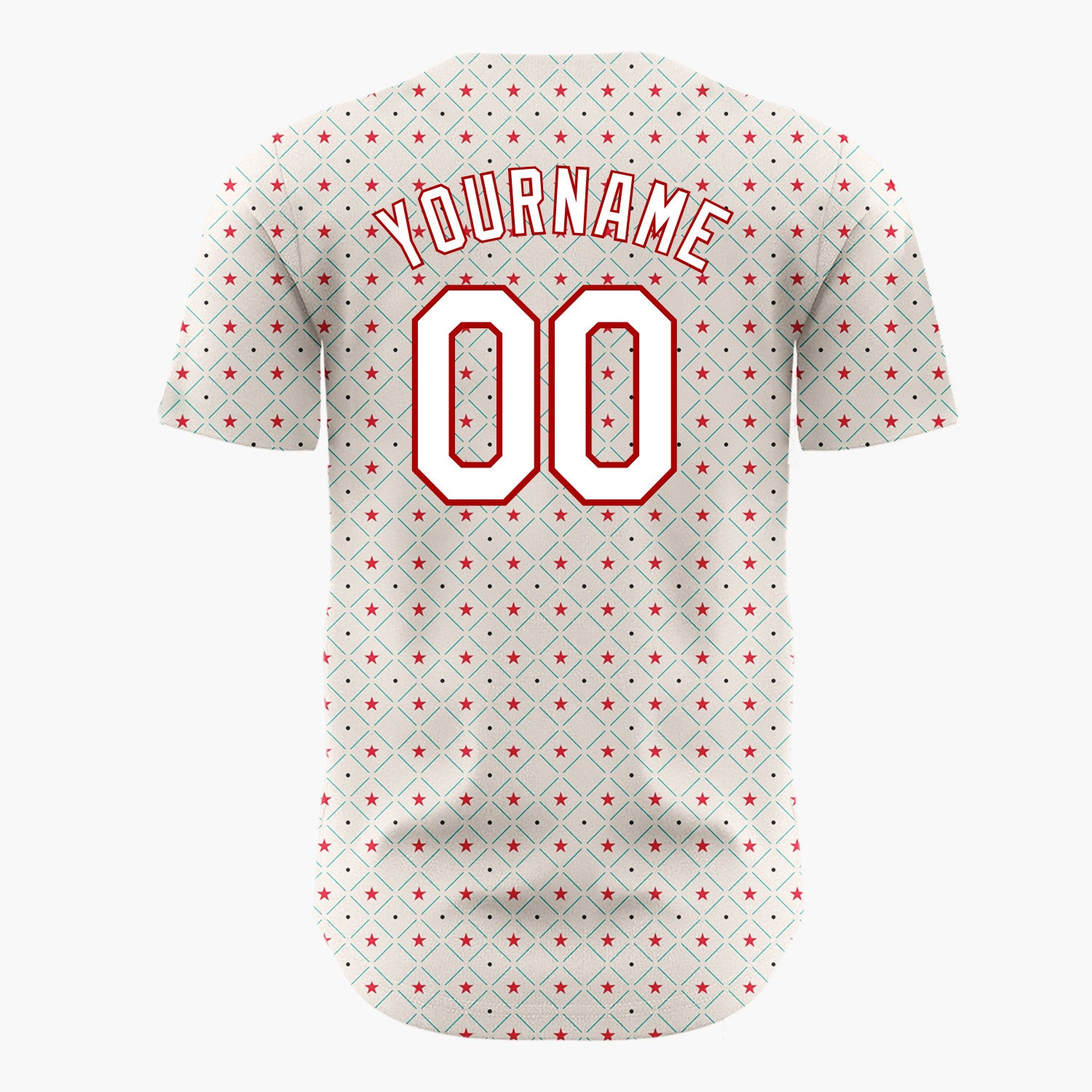 Custom Beige Red Green Stars And Dots Minimal Holiday Pattern Christmas Baseball Jersey