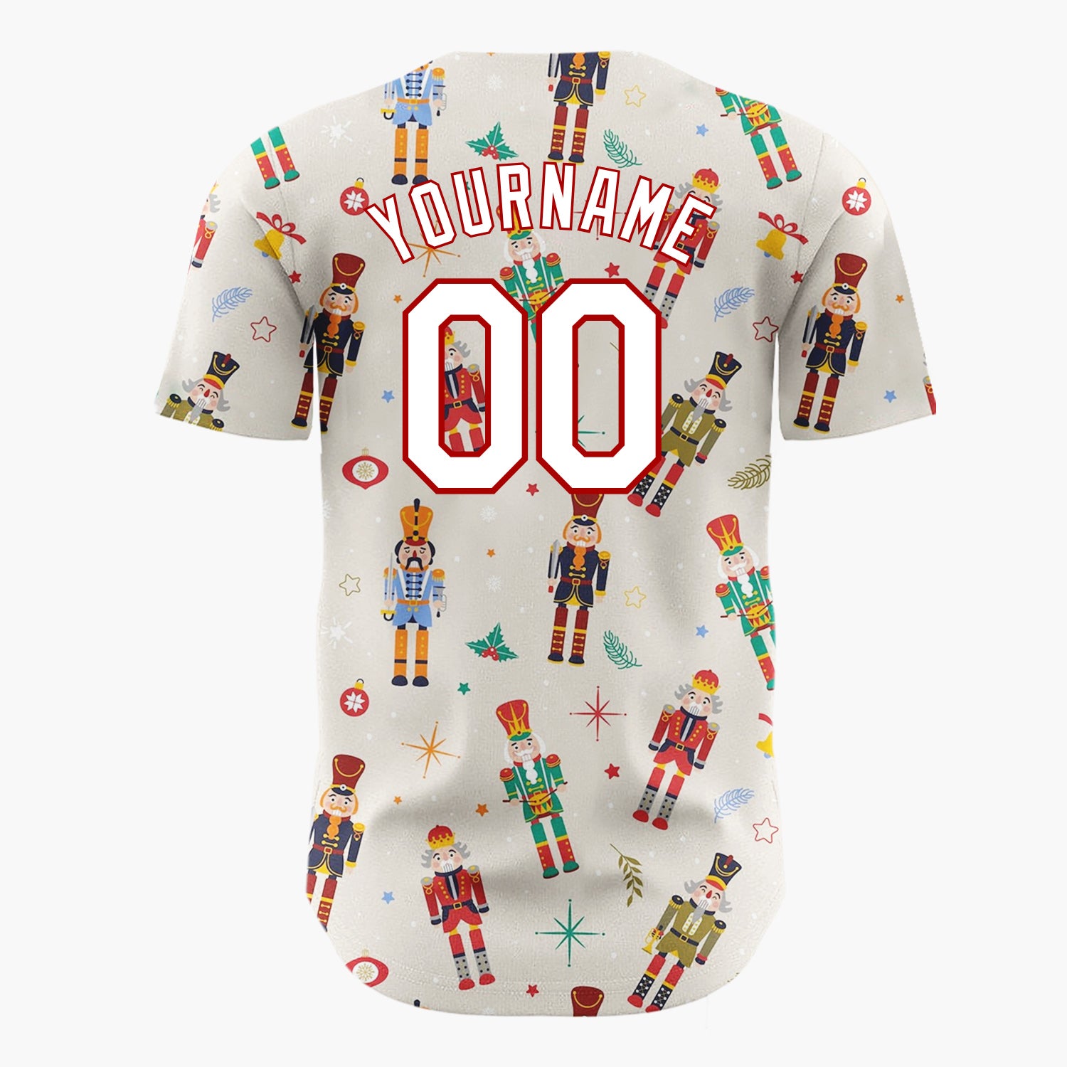 Custom Beige Nutcrackers Holiday Festive Illustration Christmas Baseball Jersey