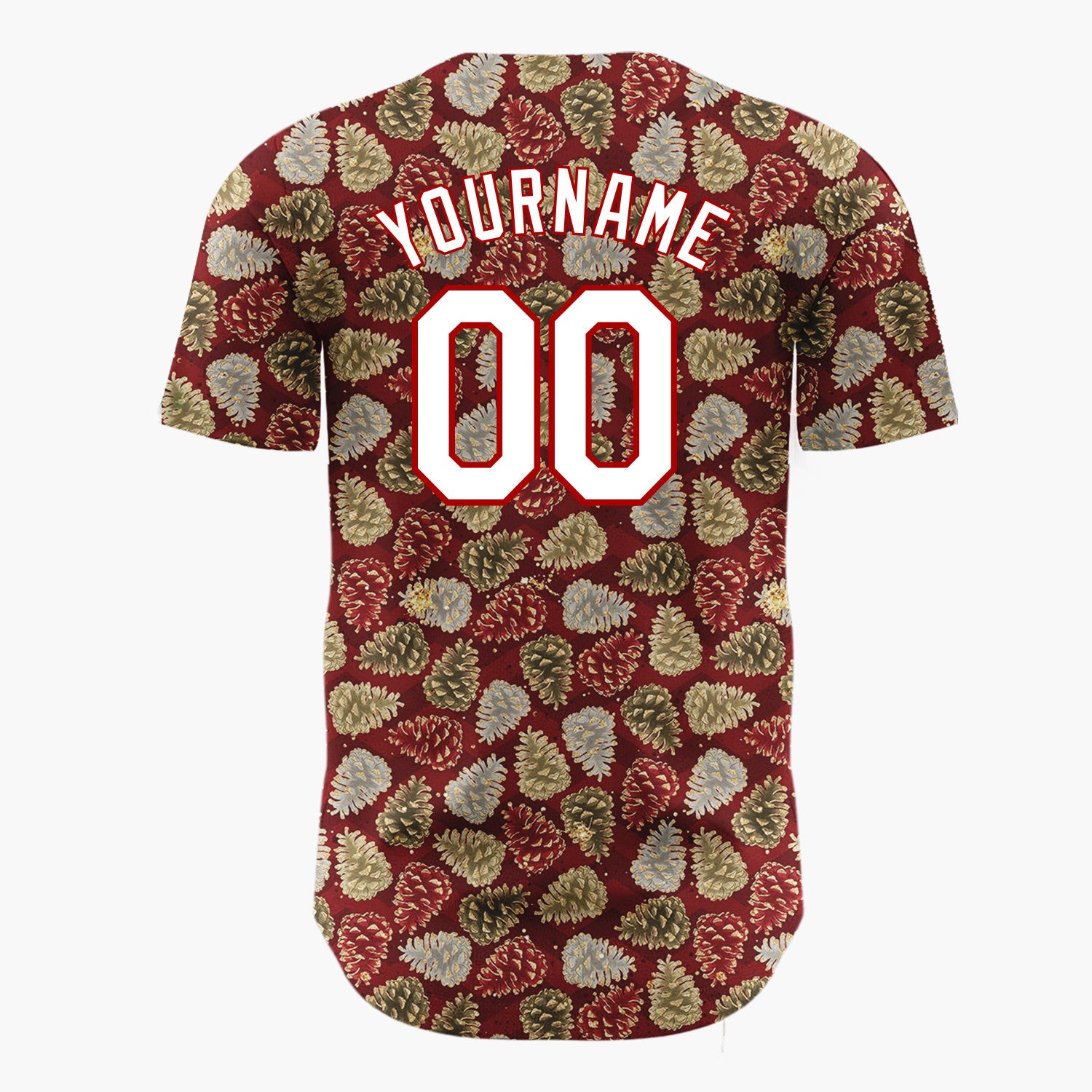Custom Beige Pinecones Festive Cartoon Pattern Christmas Baseball Jersey
