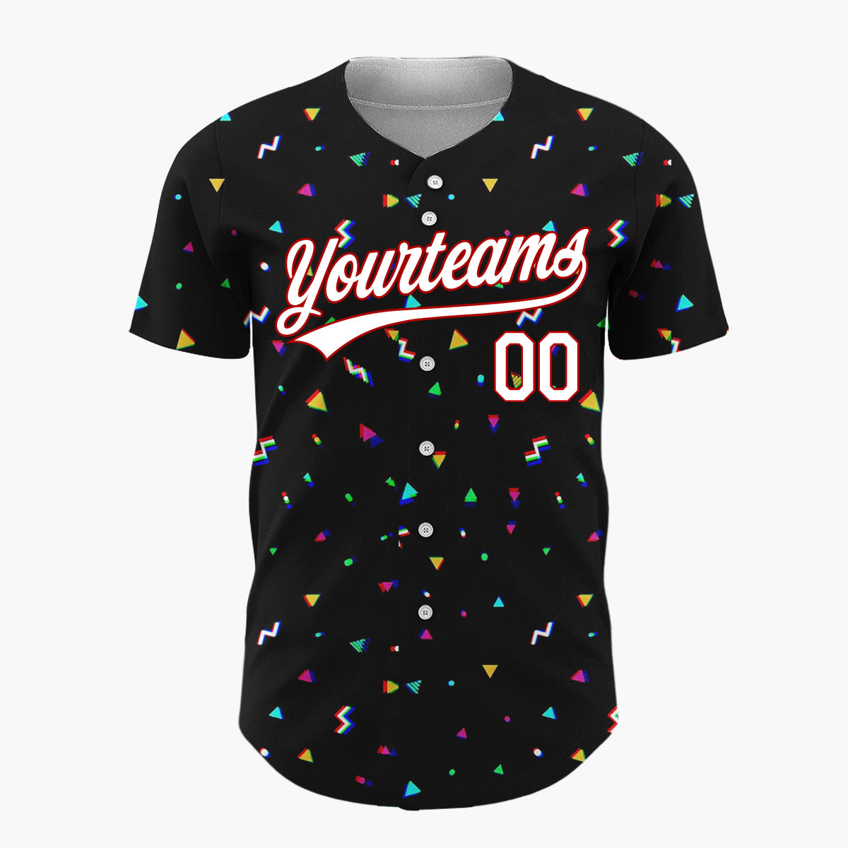 Custom Black Christmas Sprinkles Colorful Abstract Pattern Christmas Baseball Jersey