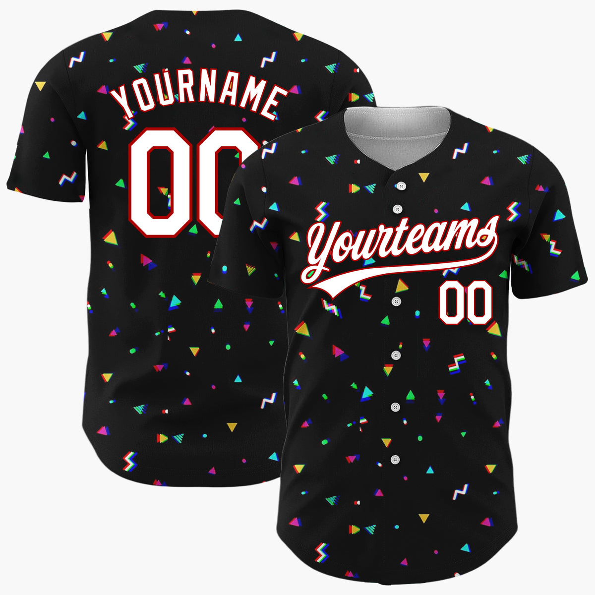 Custom Black Christmas Sprinkles Colorful Abstract Pattern Christmas Baseball Jersey