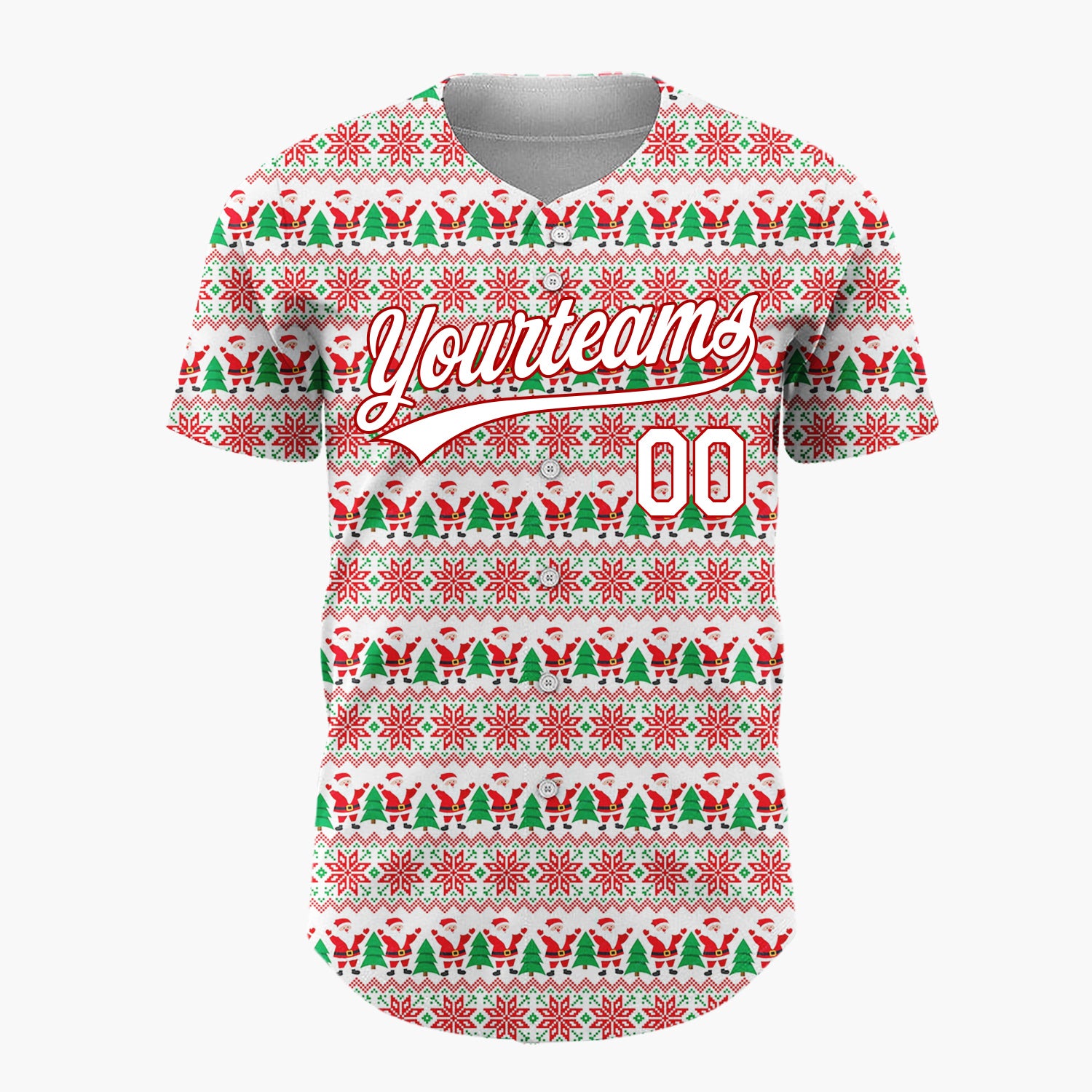 Custom Beige Nordic Christmas Trees Stripes Nordic Pattern Christmas Baseball Jersey