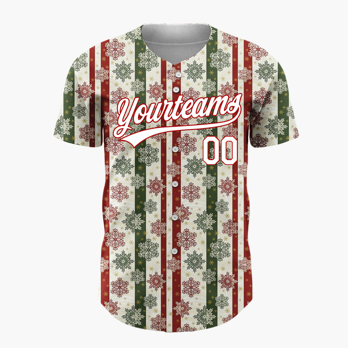 Custom Beige Christmas Stripes Rustic Nordic Pattern Christmas Baseball Jersey