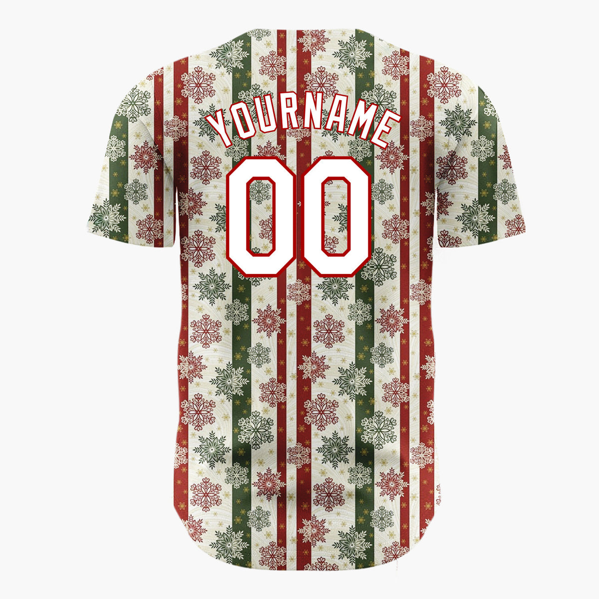 Custom Beige Christmas Stripes Rustic Nordic Pattern Christmas Baseball Jersey