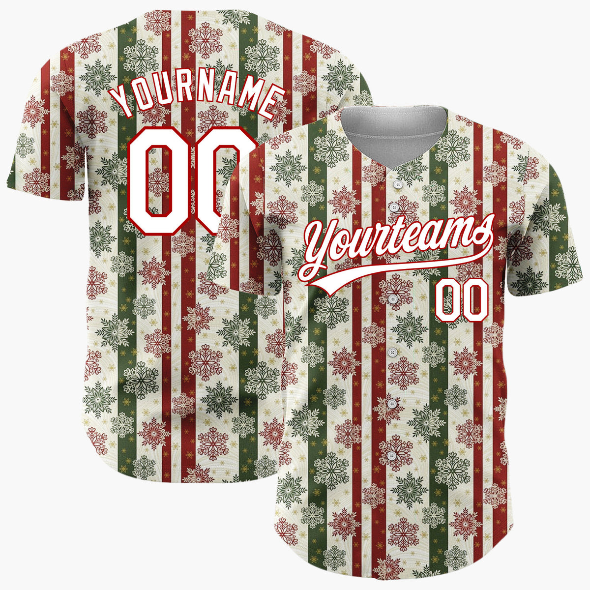 Custom Beige Christmas Stripes Rustic Nordic Pattern Christmas Baseball Jersey