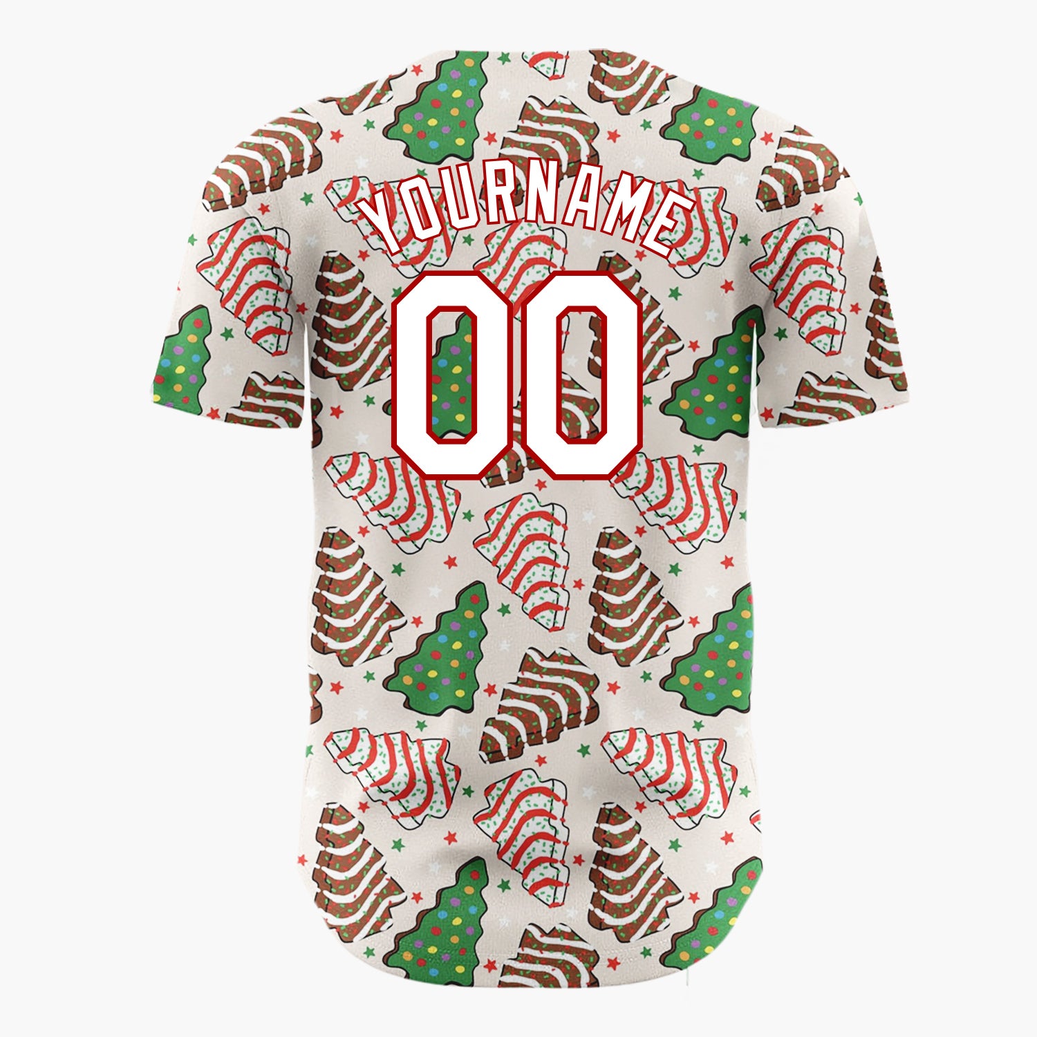 Custom Beige Christmas Tree Gingerbread Cookies Sweet Whimsical Christmas Baseball Jersey