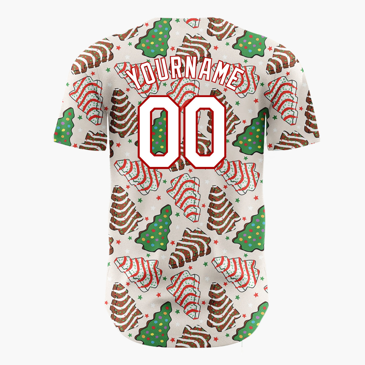 Custom Beige Christmas Tree Gingerbread Cookies Sweet Whimsical Christmas Baseball Jersey