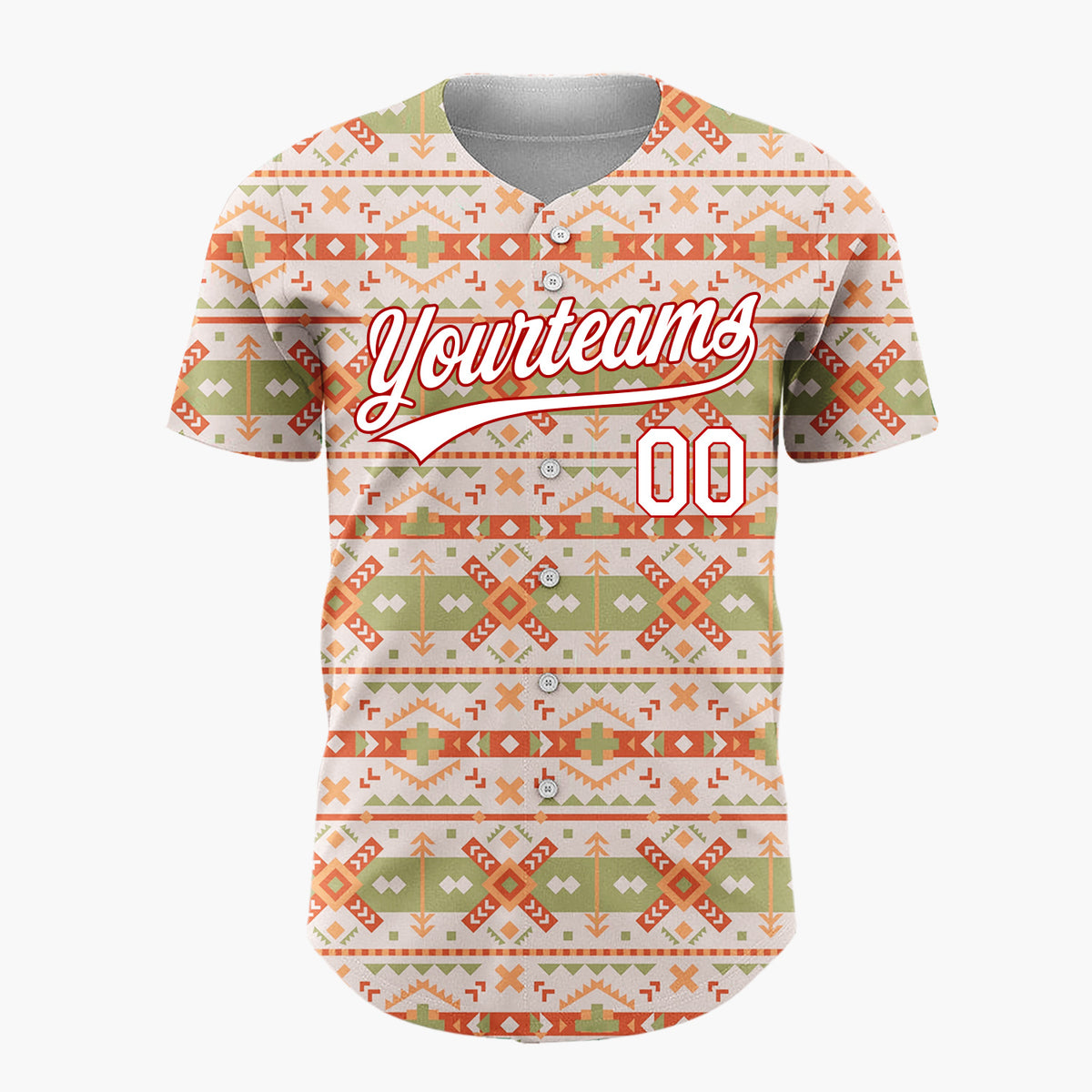 Custom Beige Olive Tribal Arrows And Diamonds Southwest Geometric Pattern Christmas Baseball Jersey