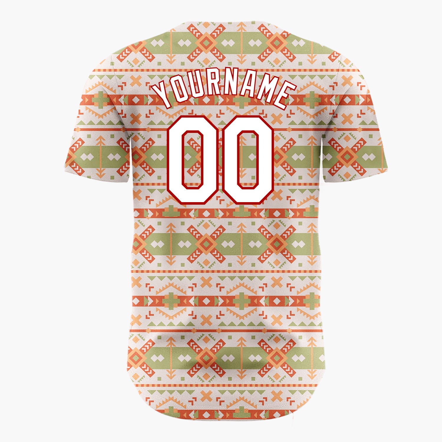 Custom Beige Olive Tribal Arrows And Diamonds Southwest Geometric Pattern Christmas Baseball Jersey