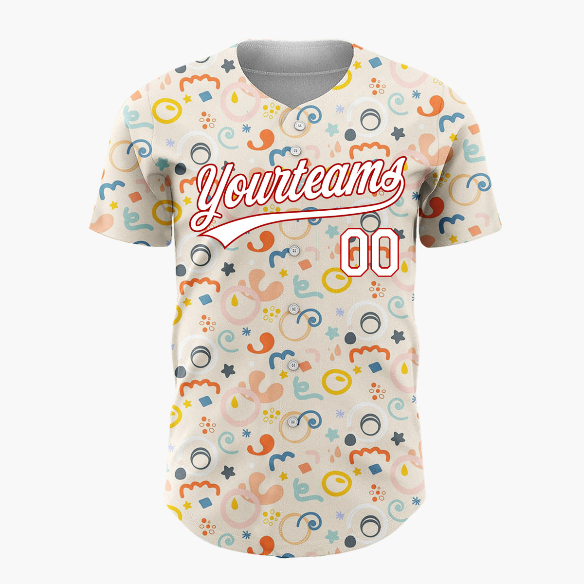 Custom Beige Abstract Wavy Shapes Organic Art Pattern Christmas Baseball Jersey