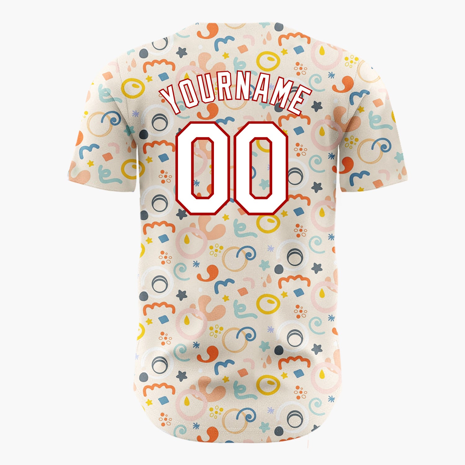 Custom Beige Abstract Wavy Shapes Organic Art Pattern Christmas Baseball Jersey