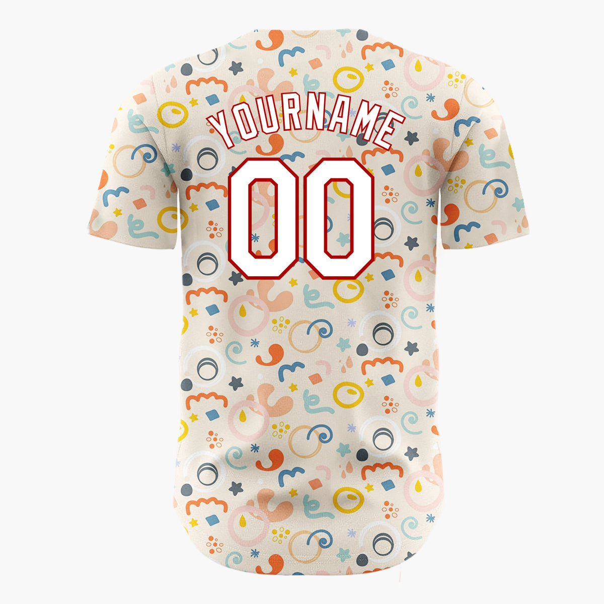 Custom Beige Abstract Wavy Shapes Organic Art Pattern Christmas Baseball Jersey