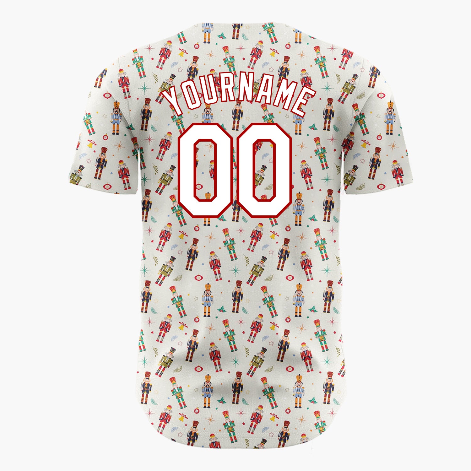 Custom Beige Red Green Nutcracker Soldiers Vintage Christmas Baseball Jersey