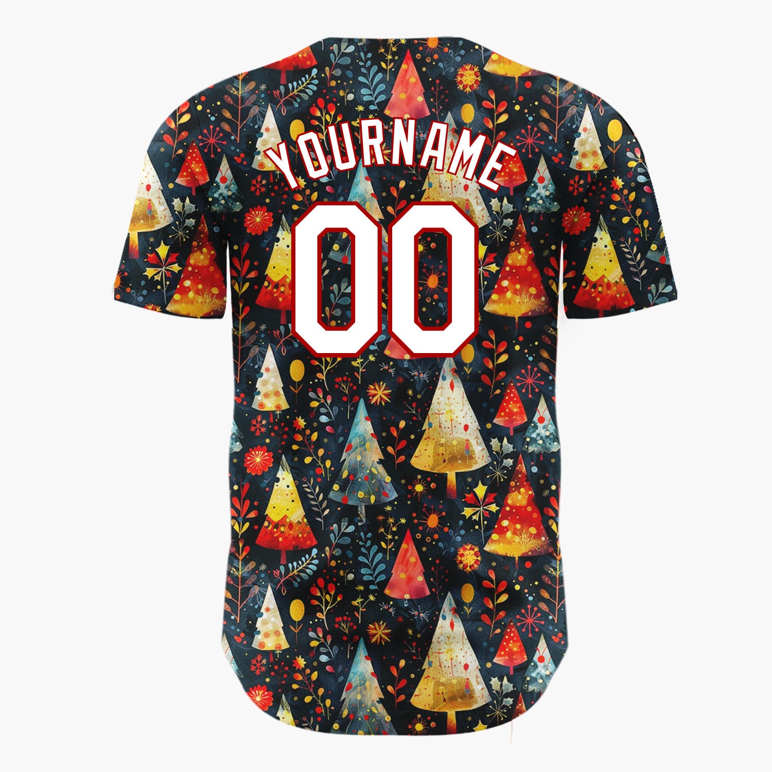 Custom Black Christmas Trees Stars Cartoon Gradient Pattern Christmas Baseball Jersey