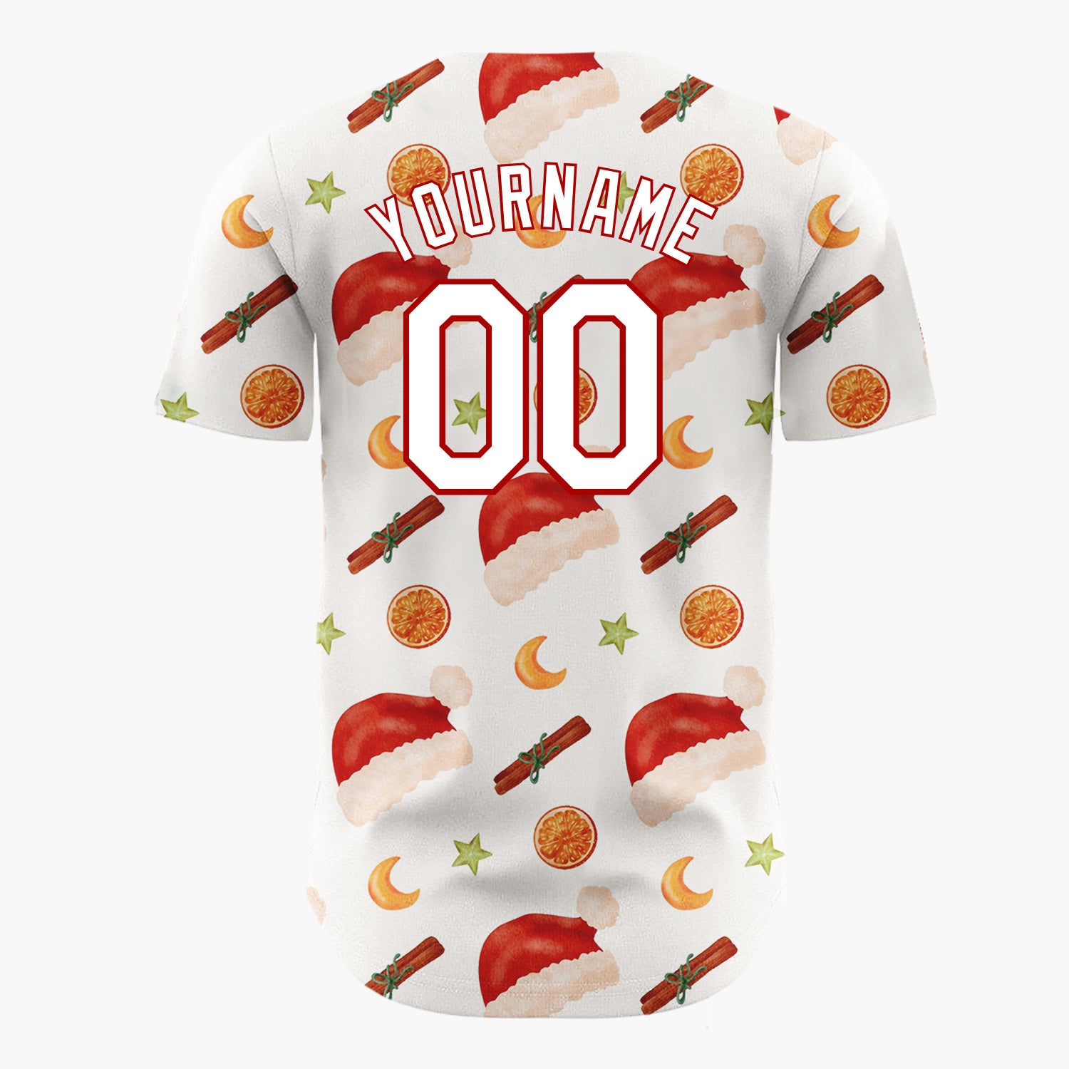 Custom Cream Santa Hats Citrus Simple Christmas Baseball Jersey