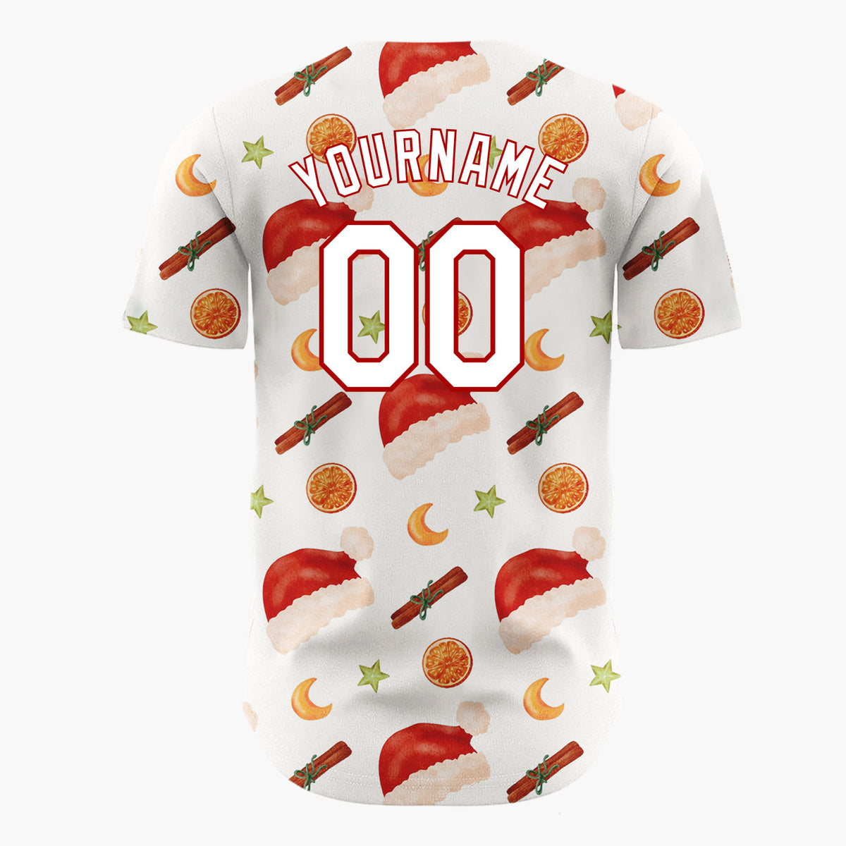 Custom Cream Santa Hats Citrus Simple Christmas Baseball Jersey