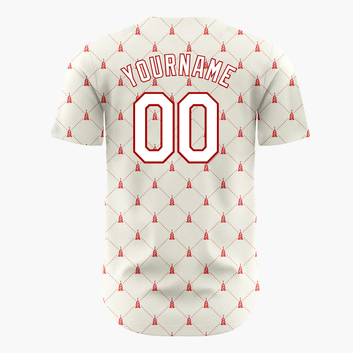 Custom Cream Red Tiny Tree Diamonds Minimalist Geometric Pattern Christmas Baseball Jersey