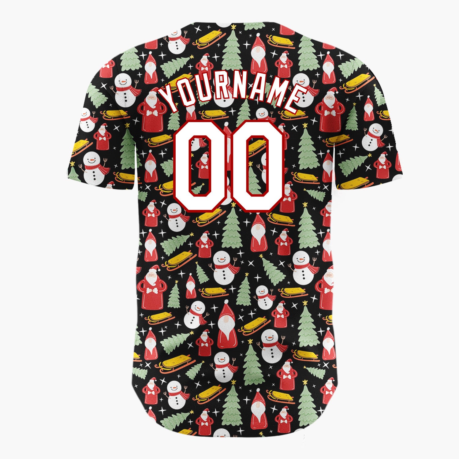 Custom Black Snowman Christmas Doodles Cartoon Pattern Christmas Baseball Jersey